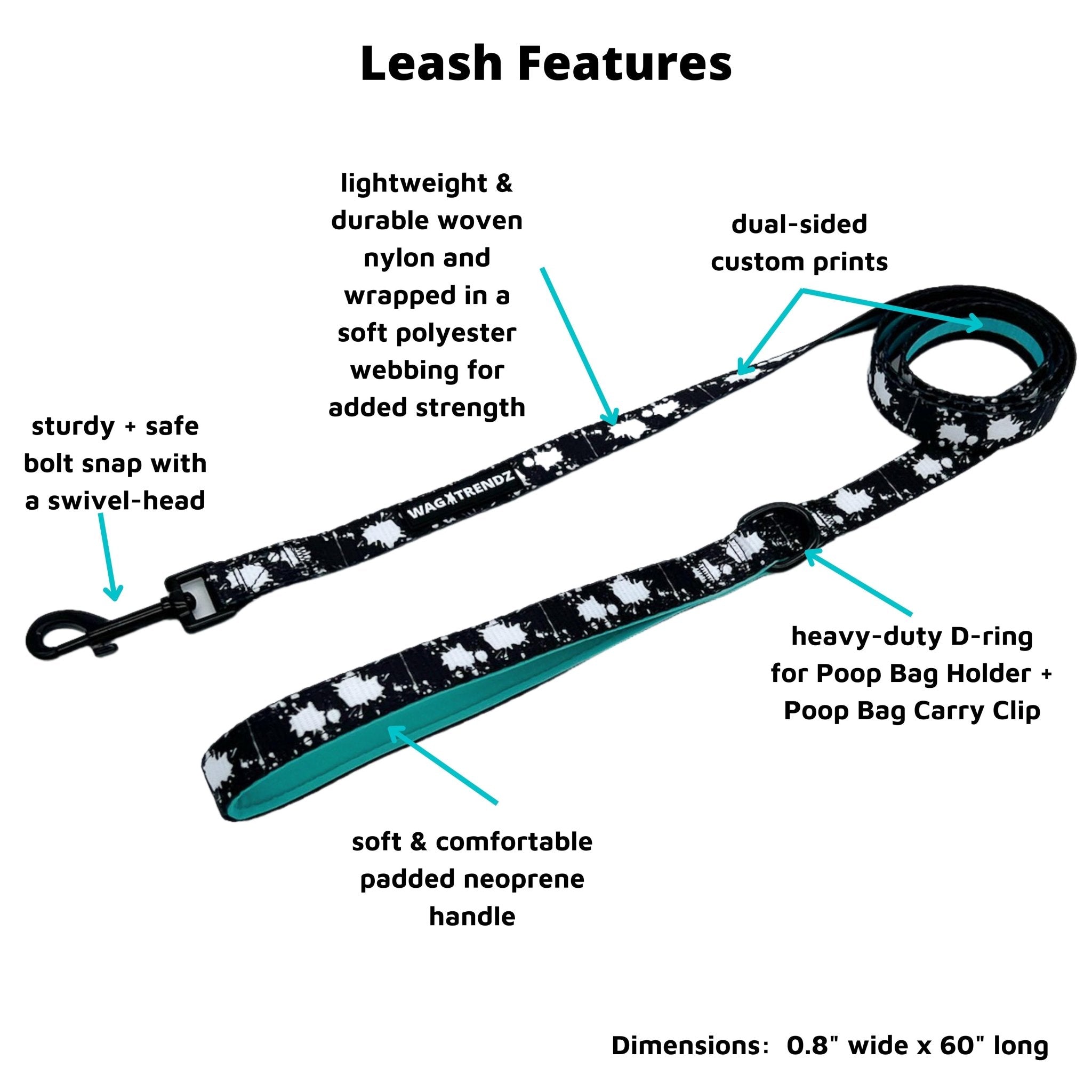 Nylon Dog Leash - Splatter Swagger