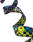 Adjustable Dog Leash - Large - Skull Society with multicolored graphics in yellow, blue, purple with black background - against solid white background - Wag Trendz