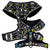 No Pull Dog Harness - Skull Society with multicolored graphics in yellow, blue, purple with black background - chest and back side - against solid white background - Wag Trendz