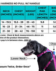 No Pull Dog Harness with Handle - Size Chart - Wag Trendz