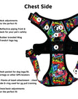 No Pull Dog Harness - With Handle - Street Graffiti Chest Side Features - on white background