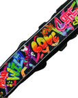 Reflective Dog Collar - Multicolored Street Graffiti Reflective Dog Collar - close up view - against solid white background - Wag Trendz