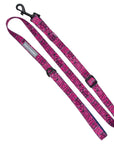 Adjustable Dog Leash - Medium - Bandana Boujee with Denim Accents in Hot Pink - against a solid white background - Wag Trendz