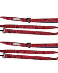 Adjustable Dog Leash - Bandana Boujee with Denim Accents in Red - against a solid white background - Wag Trendz