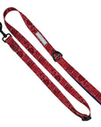 Adjustable Dog Leash - Red - Bandana Boujee with Denim Accents - against a solid white background - Wag Trendz