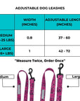 Adjustable Dog Leash - Size Chart - Camo Chic Hi Vis - Wag Trendz