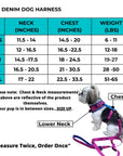 Denim Dog Harness - Reflective and No Pull - Size Chart - Wag Trendz