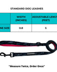 Dog Collar and Leash Set - Standard Dog Leash  Size Chart - Wag Trendz