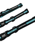 Dog Collar and Leash Set - Small Medium and Large Dog Collars in solid black with bold teal stripe - against solid white background - Wag Trendz