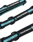 Dog Collar and Leash Set - Small Medium and Large Dog Collar in solid black with bold teal stripe - against solid white background - Wag Trendz