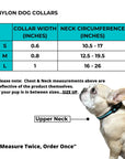 Dog Collar Harness and Leash Set - Nylon Dog Collar Size Chart - Wag Trendz