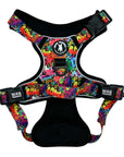 Dog Harness and Leash Set - No Pull - Handle - multi colored Street Graffiti dog harness - backside view - against solid white background - Wag Trendz