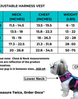 Dog Harness Vest - Adjustable - Size Chart - Wag Trendz