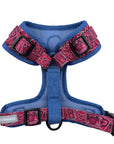 Dog Harness Vest - Adjustable - Red Bandana Boujee Harness with Denim Accents - back side - a canine inspired design - against solid white background - Wag Trendz