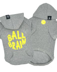 Dog Hoodie - Hoodies For Dogs - Ball Brain Dog Hoodie - Gray front and back - against a solid white background - Wag Trendz