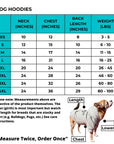 Dog Hoodie - Hoodies For Dogs - Size Chart - Wag Trendz