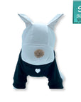 Dog Hoodie - Hoodies For Dogs - Stuffed white dog wearing “SPOILED” dog hoodie in black - front chest has a solid white heart emoji - against a solid white background - Wag Trendz