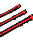Dog Leash and Collar Set - black nylon dog collars with bold red stripe in Small, Medium and Large - against solid white background - Wag Trendz