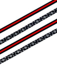 Nylon Dog Leash - Black and white XO's on one side and bold red/black stipe on other - Hugs & Kisses XO - Wag Trendz