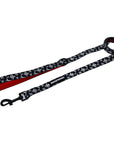 Nylon Dog Leash - black and white XO's with red accents -against a solid white background - Wag Trendz