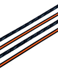 Nylon Dog Leash - close-up of four black and gray camo dog leashes with opposite side black with orange stripe against a white background - Wag Trendz
