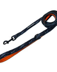Nylon Dog Leash - Black and gray camo with orange accents against a white background - Wag Trendz