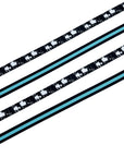 Nylon Dog Leash - close-up view of four dog leashes in black with white paint splatter and contrasting teal accents on backside of the leash laying - against a solid white background - Wag Trendz