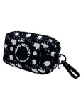 Dog Poo Bag Holder - black with white paint splatter and Wag Trendz rubber logo against white background -- Wag Trendz