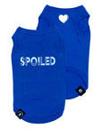 Dog T-Shirt - "Spoiled" - Royal Blue dog t-shirt set - back has SPOILED lettering in white and chest has a solid white heart emoji - against solid white background - Wag Trendz