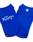 Dog T-Shirt - "Stay Pawsitive" - Royal Blue dog t-shirt set - Stay Pawsitive lettering in white with paw print and a paw print emoji in white on chest - against solid white background - Wag Trendz