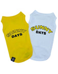 Dog T-Shirt - "Sunny Days" dog t-shirts in Yellow and White - backside says Sunny Days with lettering in yellow and black - against solid white background - Wag Trendz