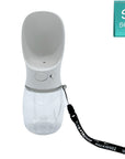 Dog Portable Water Bottle - white with black & white logo strap - small - against solid white background - Wag Trendz