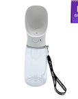 Dog Portable Water Bottle - white with black & white logo strap - large - against solid white background - Wag Trendz
