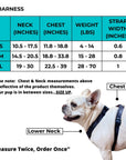 H Dog Harness - Roman Dog Harness - Size Chart - Wag Trendz
