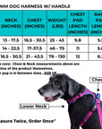 No Pull Dog Harness and Least Set - Downtown Denim - Size Chart - Wag Trendz