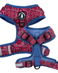 No Pull Dog Harness - Red Bandana Boujee No Pull Dog Harness with Denim Accents  - against solid white background - Wag Trendz