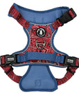 No Pull Dog Harness - with Handle - Red Bandana Boujee No Pull Dog Harness with denim handle and accents - back view - against solid white background - Wag Trendz