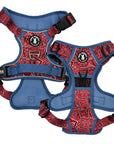 No Pull Dog Harness - with Handle - Red Bandana Boujee No Pull Dog Harness with denim handle and accents - against solid white background - Wag Trendz